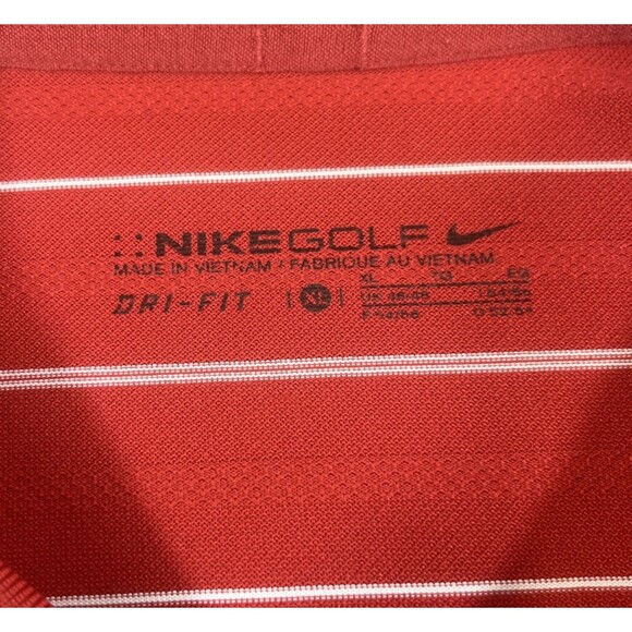 Nike Mens XL Red‎ Striped Dri Fit Golf Polo Shirt - Picture 3 of 6